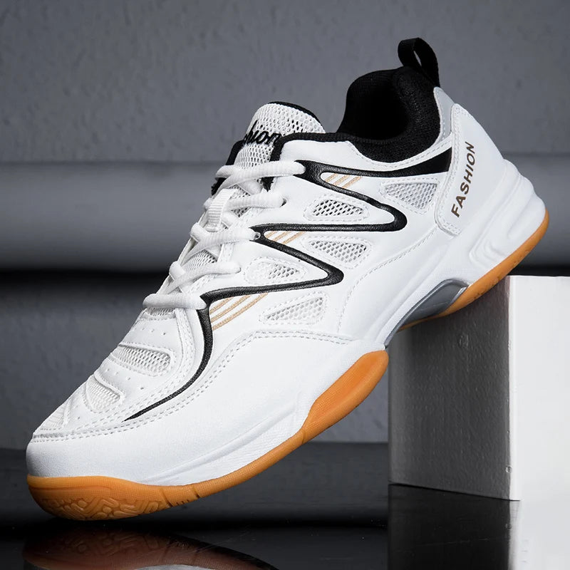 Sapatilhas desportivas novas para homem e mulher, de cano baixo com atacadores, sola grossa e amortecimento de impactos, para ténis de mesa e badminton