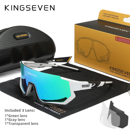 KINGSEVEN Cycling Anti-UV Sunglasses Men Women Bicycle Glasses UV400 Polarized Fishing Bike Climbing Large Frame Sports Eyewear