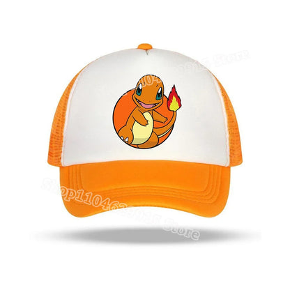 Pokemons Baseball Cap Cartoon Anime Charmander Pikachu Squirtle Headwear Summer Adjustable Breathable Mesh Hats Birthday Gift