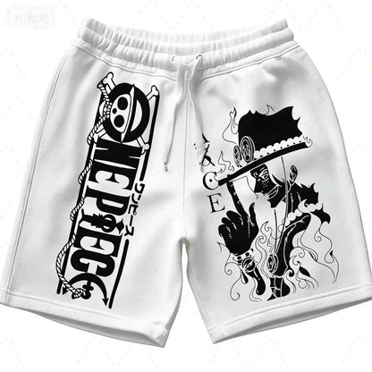 ONE PIECE Animation Luffy Sauron Peripheral Printed Shorts American Summer Men's Daily Loose Sports Breathable Shorts