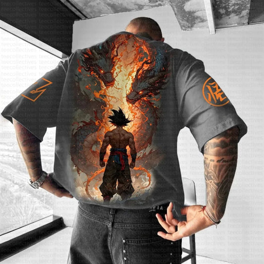 T-shirt de verão 2025 Son Goku Dragon Ball Anime para homem, estilo Harajuku oversized retro street, top unissexo casual largo de manga curta para mulher