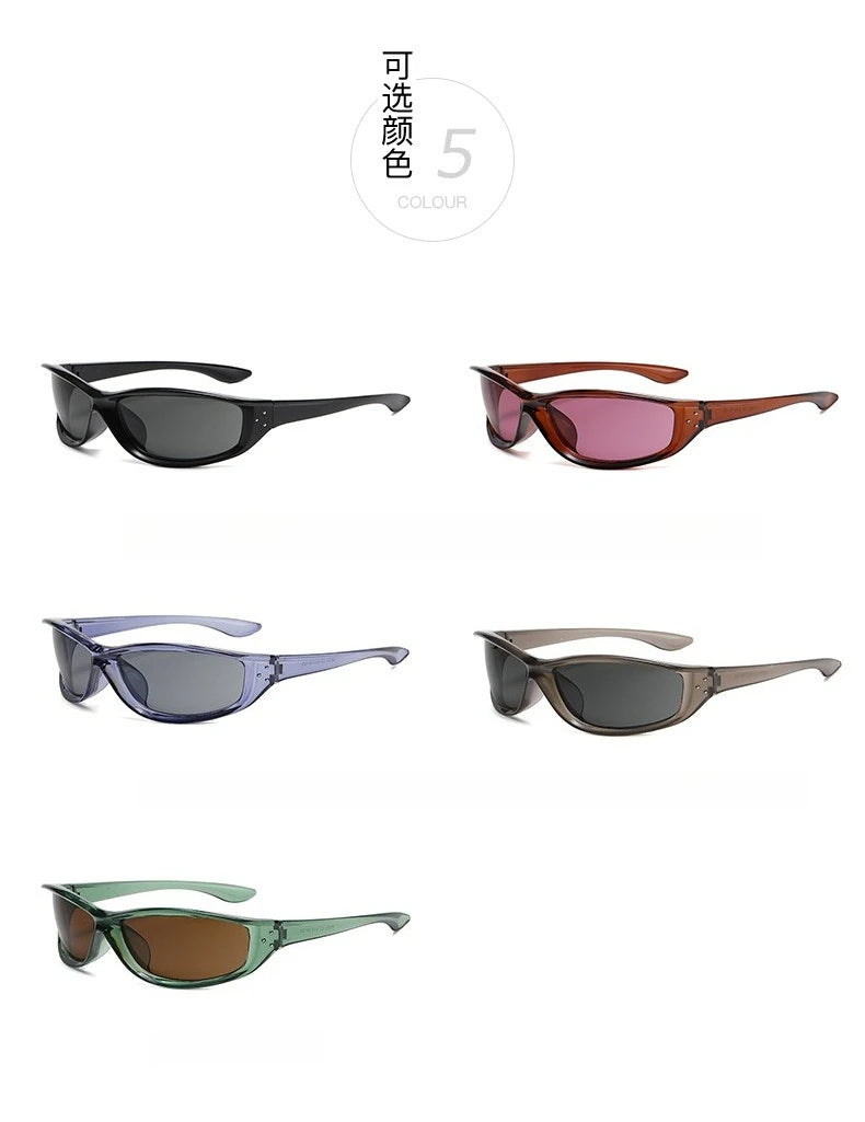 Rivets Y2K Sports Punk Sunglasses Women Designer Rectangle Goggle Men Luxury Sun Glasses UV400 Driving Cycling Fashion Eyewear
