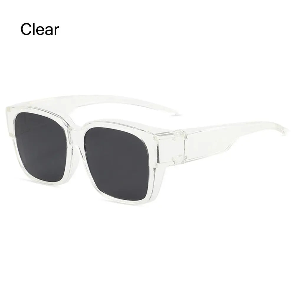 Polarized Fit Over Glasses Sunglasses for Women Men, Trendy Square Wrap Around Shades for Driving Riding, UV Protection