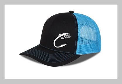 Bass Fish Hook Print Trucker Hat Podesiva uniseks kapa s mrežicom za pecanje, ventilator i sunce