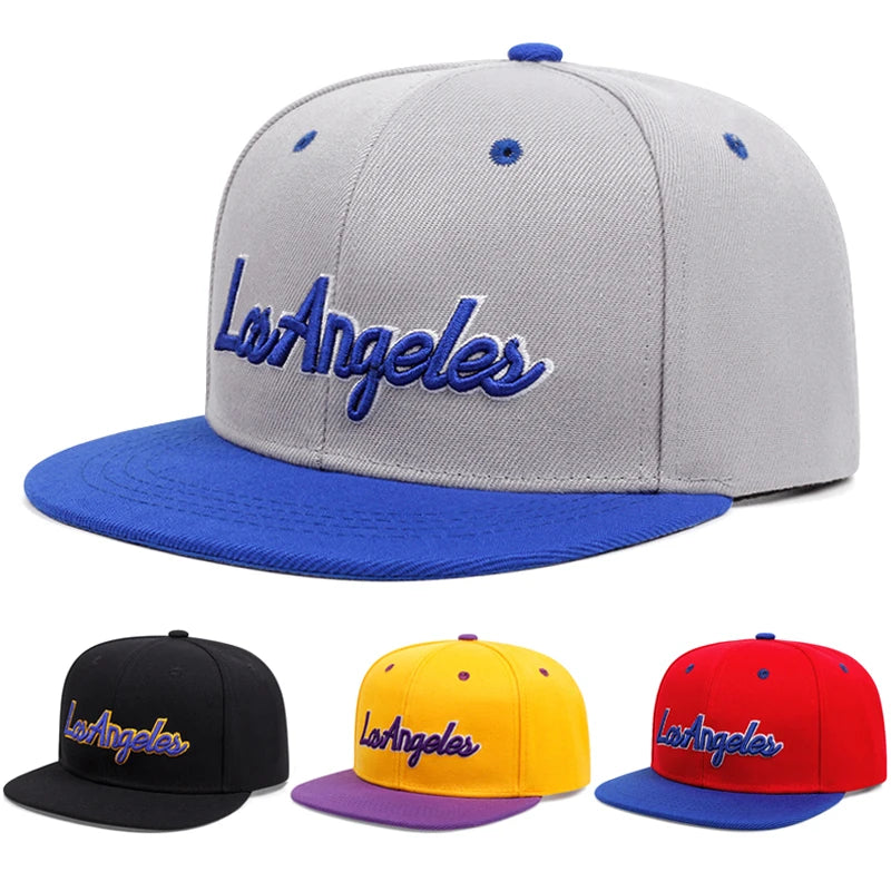 New Fashion Los Angeles Letter Embroidered Flat Edge Hat Men's Retro Hip Hop Hat Women's Outdoor Leisure Sunshade Baseball Hat