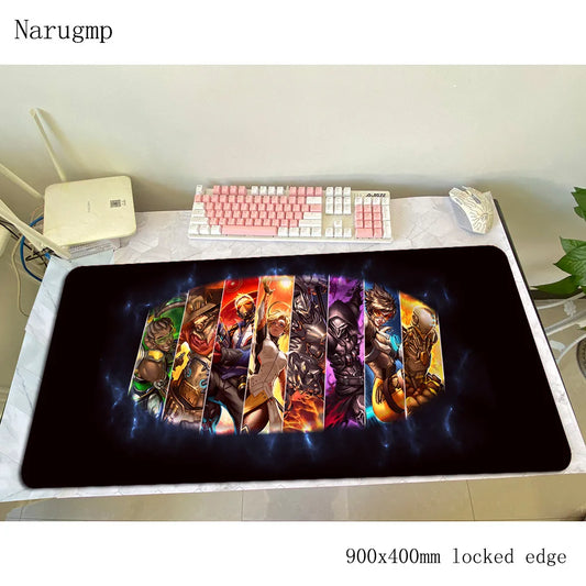 Alfombrilla de ratón Overwatch para cumpleaños, alfombrilla de ordenador 900x400x3mm, alfombrilla gaming grande, regalo para teclado y ratón, juegos PC gamer, escritorio