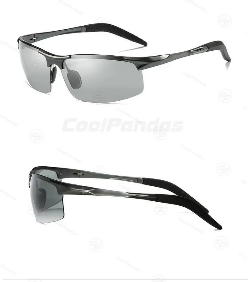 CoolPandas Photochromic Sunglasses Men Polarized Rimless Outdoor Sport Driving Glasses Day Night Chamelon Goggle zonnebril heren