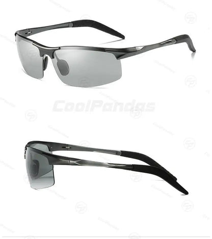 CoolPandas Photochromic Sunglasses Men Polarized Rimless Outdoor Sport Driving Glasses Day Night Chamelon Goggle zonnebril heren