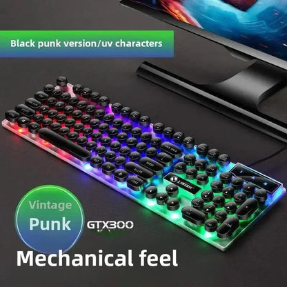Mechanical Keyboard Gaming Keyboard E-sports Game Office Computer Notebook Desktop Steampunk English USB for Gaming