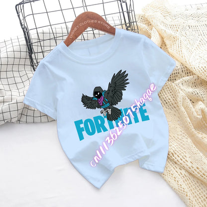 Fortnites Children T-shirts Game Cartoon Printed Figures Fortress Night Tees Game Short Sleeves Tops Summer Boys Girls Clothes