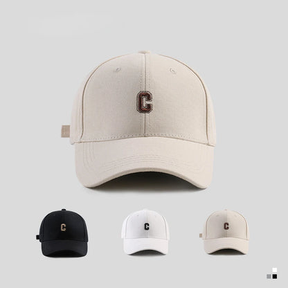 Hard-top C Letter Baseball Cap Men Women's Korean version of the tide peaked cap wide-brimmed big head  the curved brimmed hat