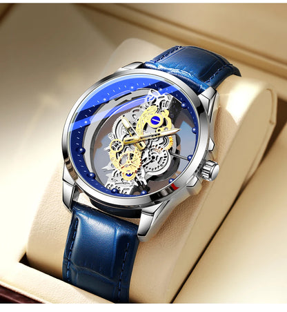 Montre-bracelet pour homme TPW – Style tendance, modèle « squelette » (noir, doré ou bleu), mouvement à quartz (non automatique), accessoire de luxe, collection – Vente en gros
