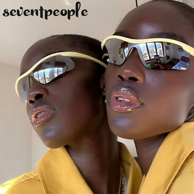Sports Sunglasses Women Outdoor Cycling Goggle Men Fashion One-Piece Windproof Sunglass Male 2026 New Semi-Rimless Sun Glasses