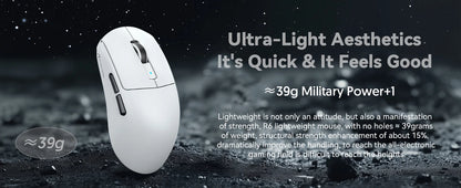 Mouse gaming wireless leggero Attack Shark R6, mouse per computer con sensore PAW 3950Max e Nordic 52480, polling 8KHz