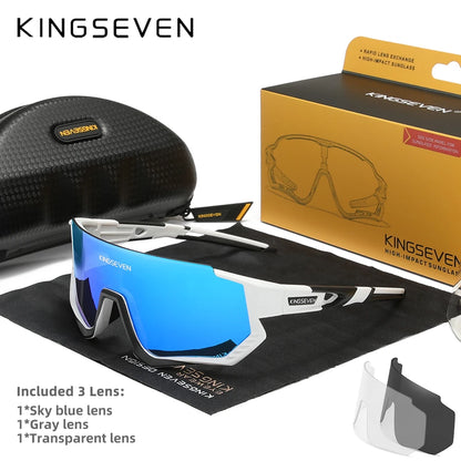 KINGSEVEN Cycling Anti-UV Sunglasses Men Women Bicycle Glasses UV400 Polarized Fishing Bike Climbing Large Frame Sports Eyewear