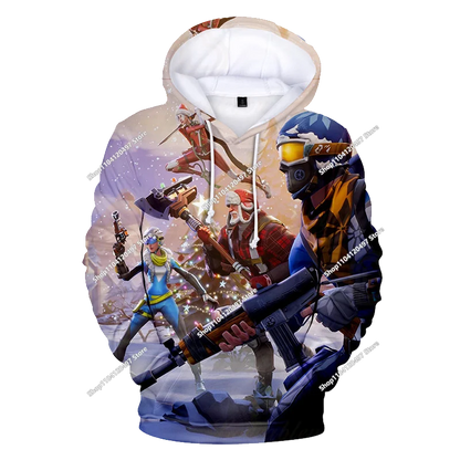 Camisola com Capuz Infantil de Outono — T-shirt Hoodie Fortnite Nova, Roupa Casual Confortável para Crianças, Estilo Streetwear