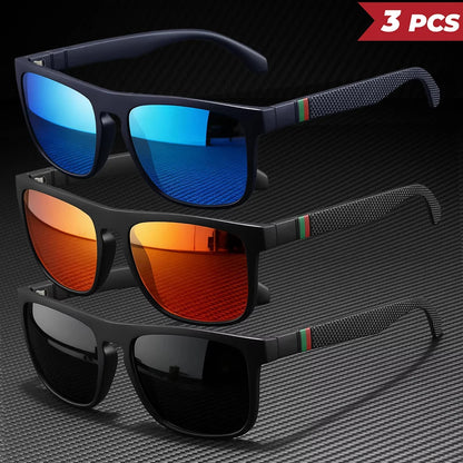 3pcs Fantasy Square Polarized Sunglasses AntiGlare UV400 Glasses Brand Designer Summer Party Driving Fishing Christmas Gift