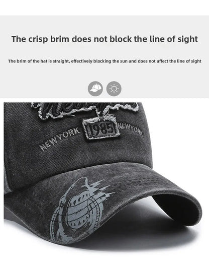 New Hat Spring and Summer European and American Sunscreen Baseball Cap Men's Washed Old Outdoor Casual Cap Women's Retro Sun Hat