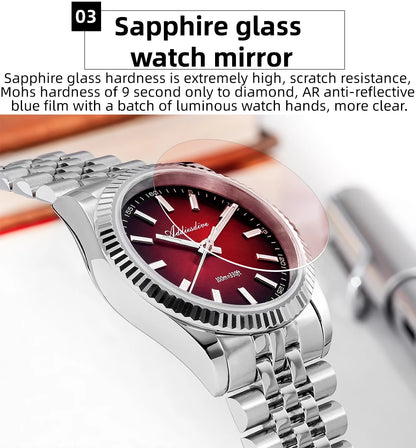 Relógio masculino novo ADDIESDIVE AD2073, vidro de safira, 36mm, VH31, quartz, efeito sunburst, 10Bar, impermeável para mergulho, luminoso