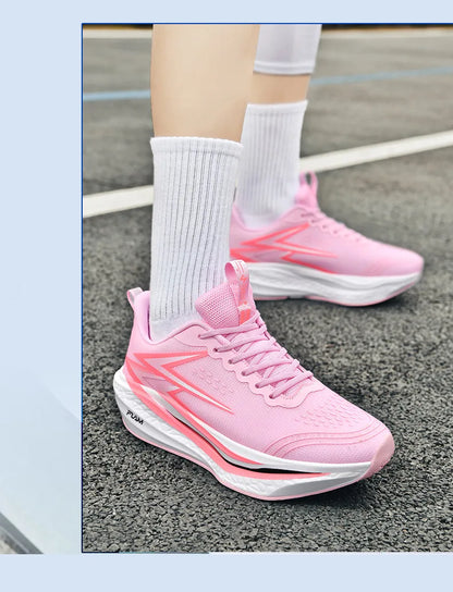 Ténis de corrida com placa de carbono para maratona, para homem e mulher, desportivos, respiráveis, leves, confortáveis e antiderrapantes