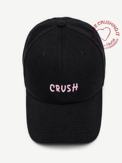 New Arrival Unisex Embroidery "crush" Baseball Caps Black Embroidered Initials Dad Hat 100% Cotton Baseball Caps for Four Season