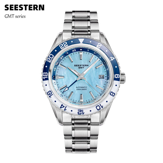 Relógio mecânico de mergulho para homem SEESTERN S456, movimento automático GMT NH34, vidro de safira, luneta, impermeável 20bar