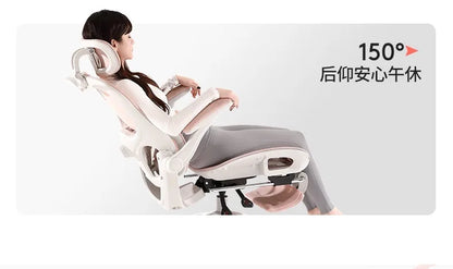 Ergonomic Rattan Office Chair with Massage Design, Sihoo Leather Executive Desk Chair, Folding Swivel Chair with Adjustable Height & Armrests