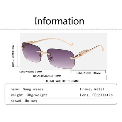 Cycling 12pcs Brand Leopard Rimless Rectangle Sunglasses Fashion Y2K Frameless Sun Glasses Shades for Women Men UV400