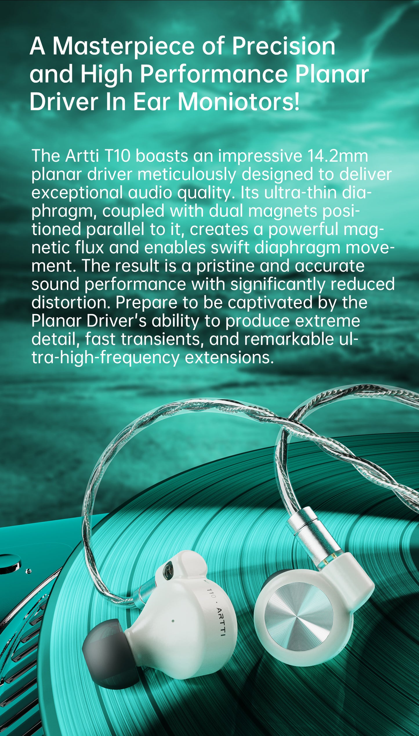 ARTTI T10&R1&R2 In-Ear HiFi Earphones Wired IEMs Monitors 14.2mm Planar Driver Textured Bass 0.78mm 2pin & 3.5MM/4.4MM Connector