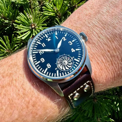 Hruodland Pilot St3620 Retro Men's Manual Mechanical Watch Luxury Sapphire Bgw-9 Night Light Turbine Waterproof 5Bar