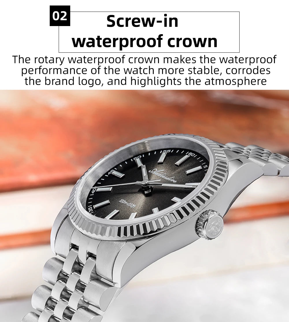 Relógio masculino novo ADDIESDIVE AD2073, vidro de safira, 36mm, VH31, quartz, efeito sunburst, 10Bar, impermeável para mergulho, luminoso