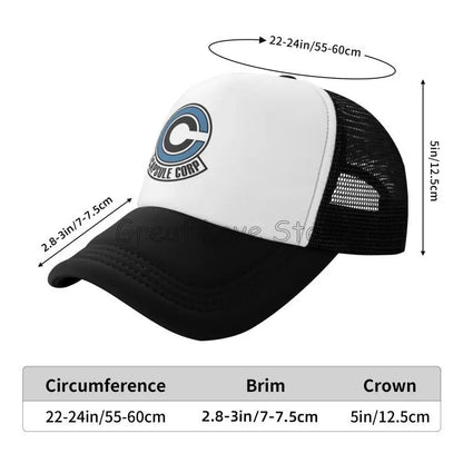 Capsule Corp Cappellini da baseball in rete Unisex Cappellino da camionista in stile hip-hop Cappellino da papà in stile anime DBZ Cappellino da corsa regolabile Cappellini da camionista estivi Cappellini snapback