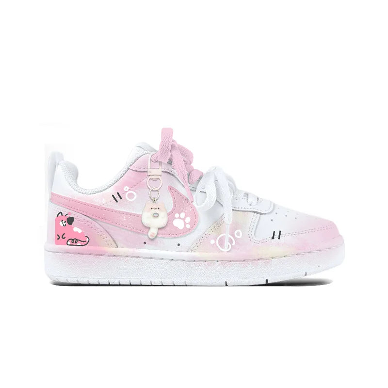 Custom Sneakers Nike Court Borough Twin Sweet Dreams Niche Preppy Style Cute & Sweet Women's Skateboarding Sneakers