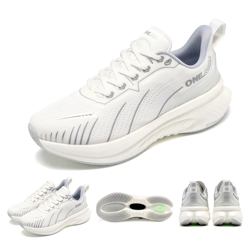 Zapatillas de running ONEMIX White Road para hombre con amortiguación de aire, deportivas de exterior, zapatillas de entrenamiento masculinas de verano para jogging, calzado para mujer