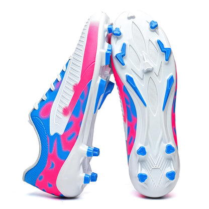 Chaussures de football AG FG pour hommes, tige en PU souple, structure de crampons renforcée, pour adultes, pour les matchs et entraînements de football en plein air sur pelouse.