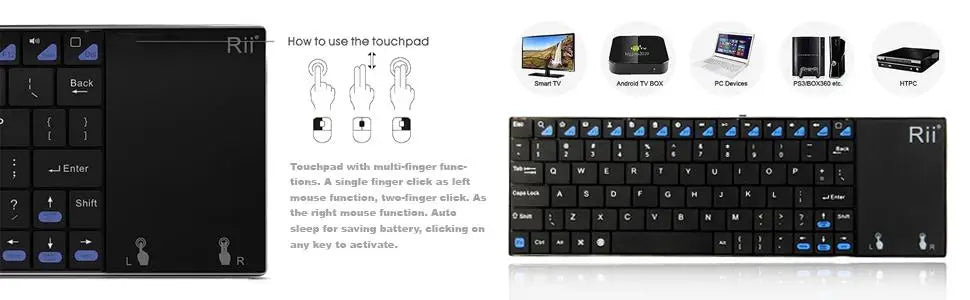 Tastiera wireless russa spagnola inglese francese Rii K12+/i12+ Mini Keyboard con touchpad mouse per Android laptop PC TV Box