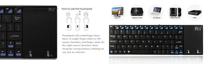 Tastiera wireless russa spagnola inglese francese Rii K12+/i12+ Mini Keyboard con touchpad mouse per Android laptop PC TV Box