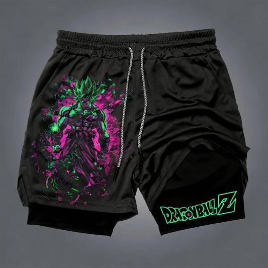 Dragon Ball Goku Unisex Harajuku Anime Printed 2026 Summer New Product Loose Sports Breathable Quick Drying Double Layer Shorts, Produit gaming premium Fraquane