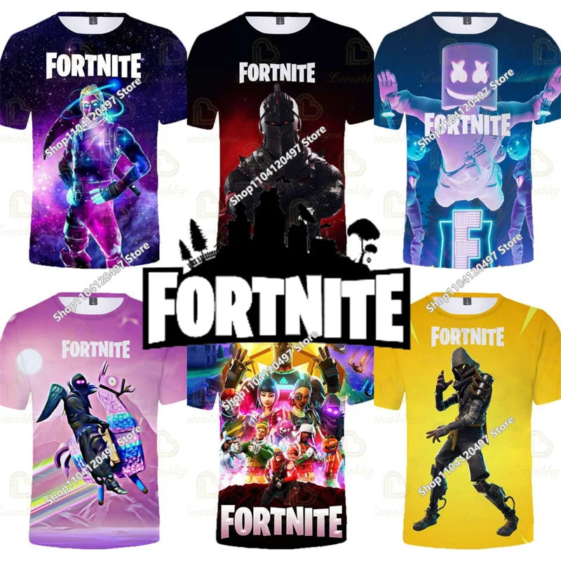 T-shirt Fortnite Victory Hero para Criança, Rapaz e Rapariga, Battle Royale 3D, Manga Curta