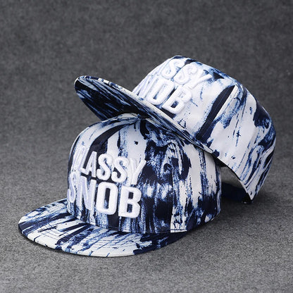 Men's Letter Embroidery Tide All-Match Flat Brim Baseball Cap Ladies Summer Hip-Hop Hat Outdoor Shade Adjustable Peaked Cap
