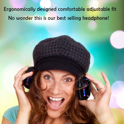 Silent Disco Wireless Headphones with LED Lights, Rechargeable RF Silent Party Headphones for Clubs, Concerts, Meetings & Events