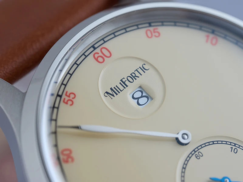 Milifortic Jumping Hour Auto R077 Vintage Small Seconds ST17 Movement Jump Hour Salmon Dial Men Watches