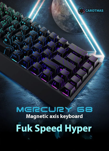 IROK Carotmas Mercury68 Teclado Mecânico com Switches Magnéticos 8K 68 Teclas RT0.004mm Baixa Latência Teclado Gaming com Fio Personalizado para PC Presentes