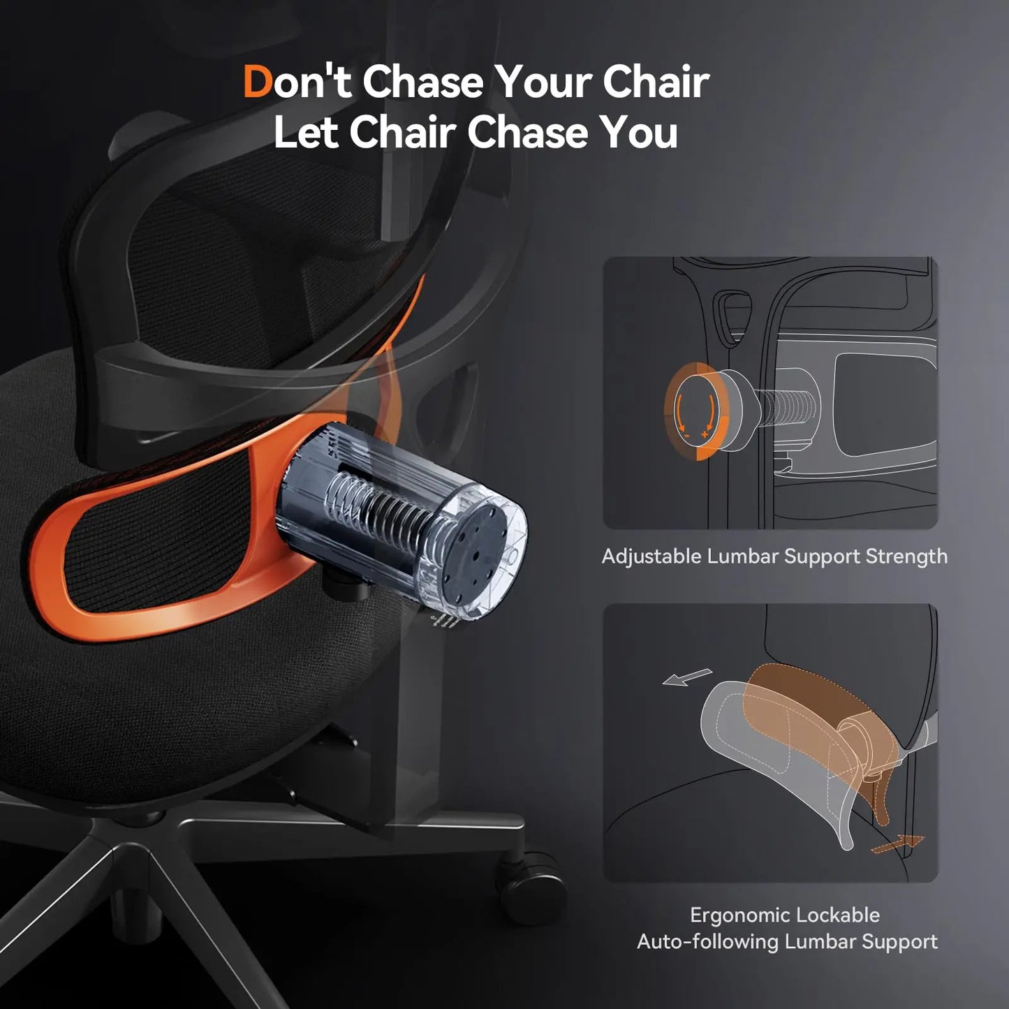 NEWTRAL NT001 Ergonomic Office Chair with Auto-Following Lumbar Support, 3 Recline Angles, Adjustable Backrest Armrest Headrest