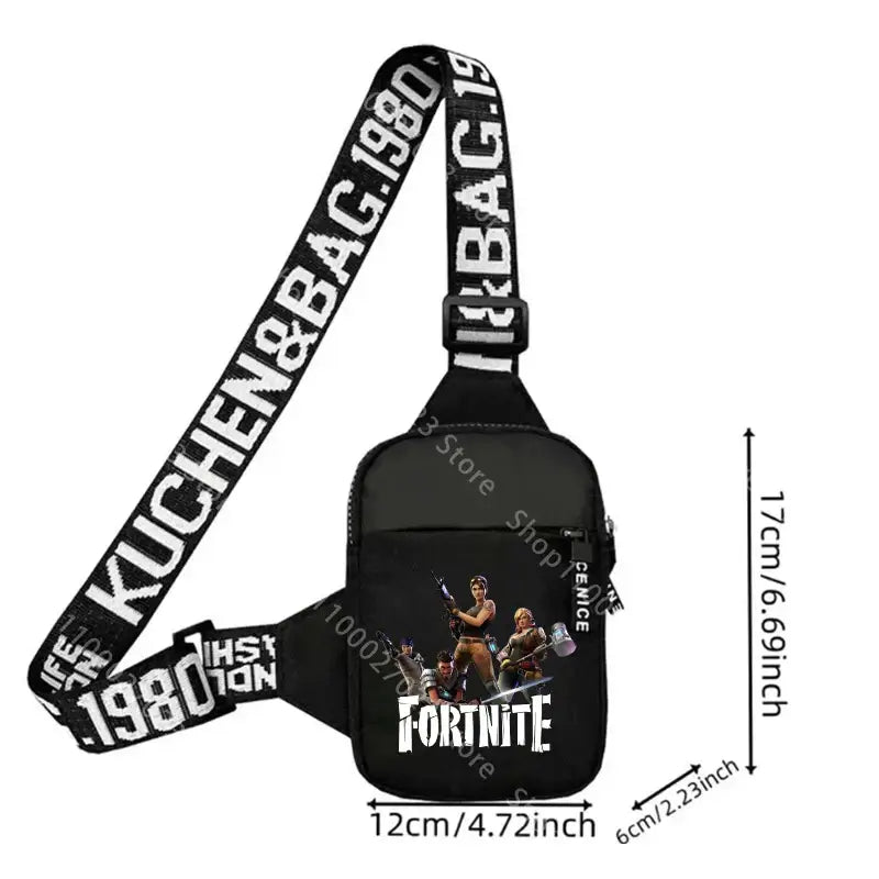 Bolso bandolera para adulto Fortnites, deportivo y casual, ligero, mini bolso para teléfono con estampado de figura de juego de dibujos animados, bolso cruzado de pecho para hombre, regalo