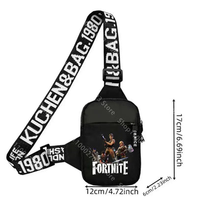 Bolso bandolera para adulto Fortnites, deportivo y casual, ligero, mini bolso para teléfono con estampado de figura de juego de dibujos animados, bolso cruzado de pecho para hombre, regalo