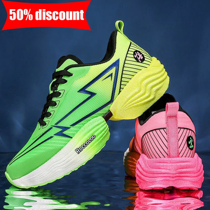 Couple Sports Shoes Professional Marathon Comfortable Jogging Shock-absorbing Training Shoes High Rebound Anti Slip Racing Shoes