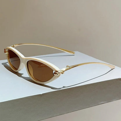 vintage small cat eye sunglasses for women new fashion beige gradient alloy sun glasses ladies elegant driving shades uv400