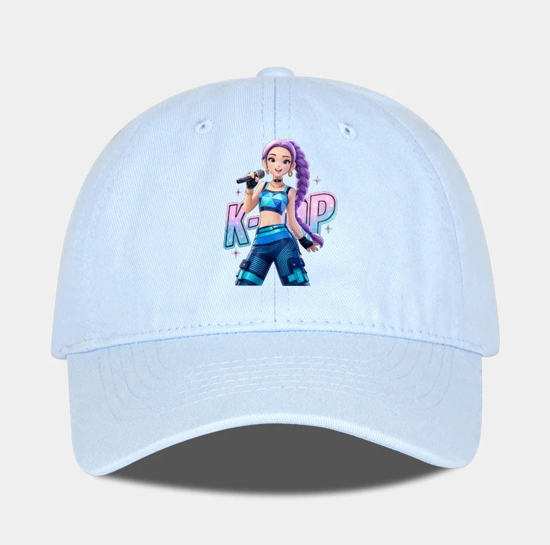 K-POP Purple Hair Idol Cartoon Print Baseball Cap Men Women Y2K Streetwear  Adjustable Dad Hat Sun Hat