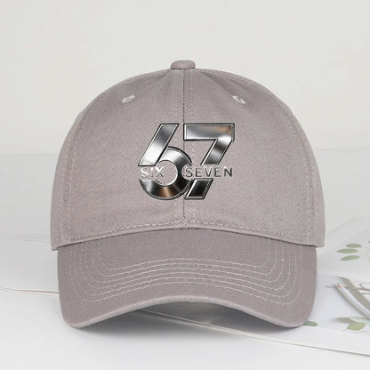 Metallic Number 67 "Six Seven" Print Baseball Cap Adjustable Unisex Streetwear Sun Hat